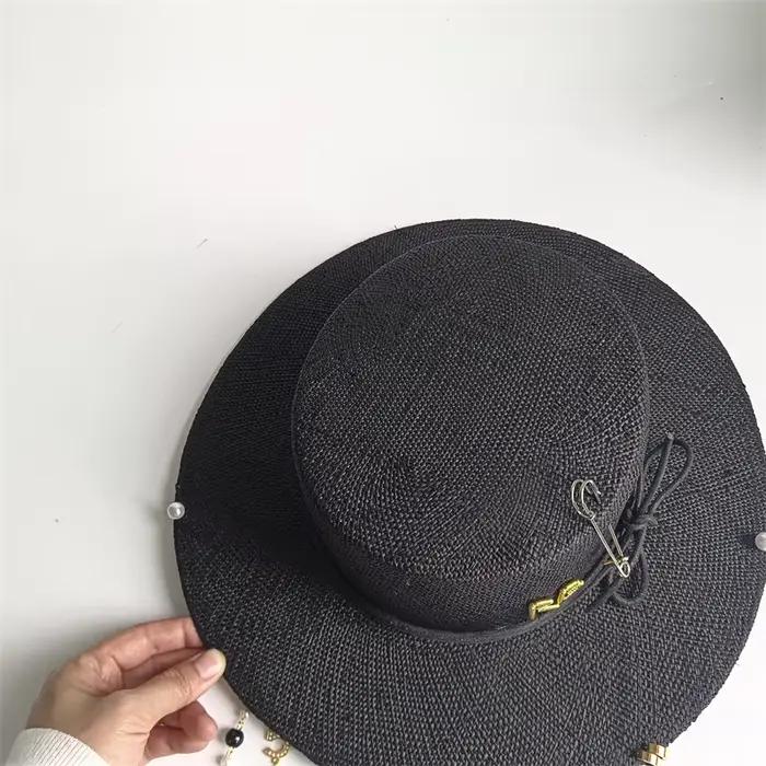 Chapeau de paille d'été DIY personnalisé fait main avec chaîne de perles