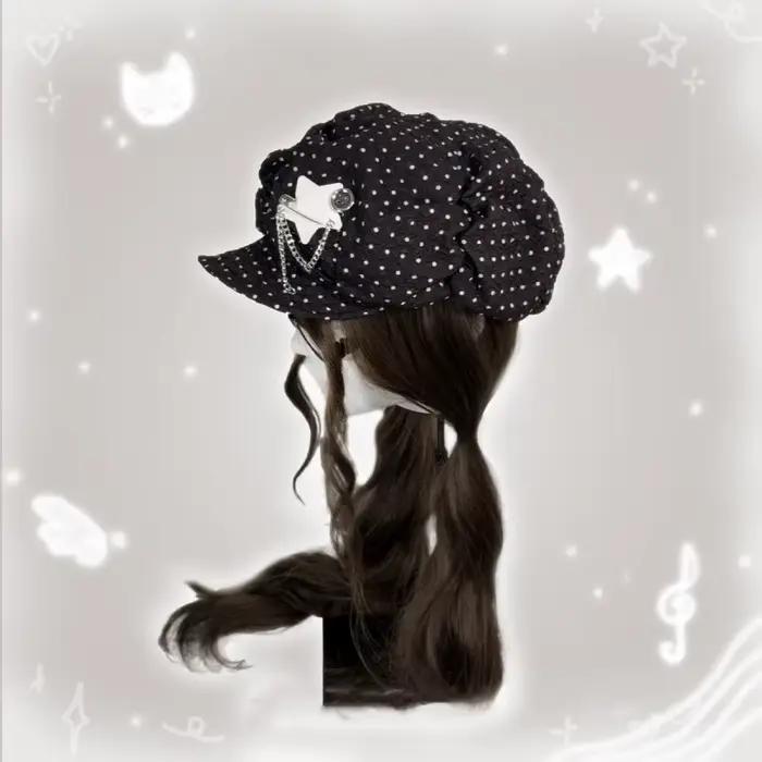 Chapeaux de mode pour femmes à pois mignon Y2K chapeau Lolita Cosplay accessoires béret