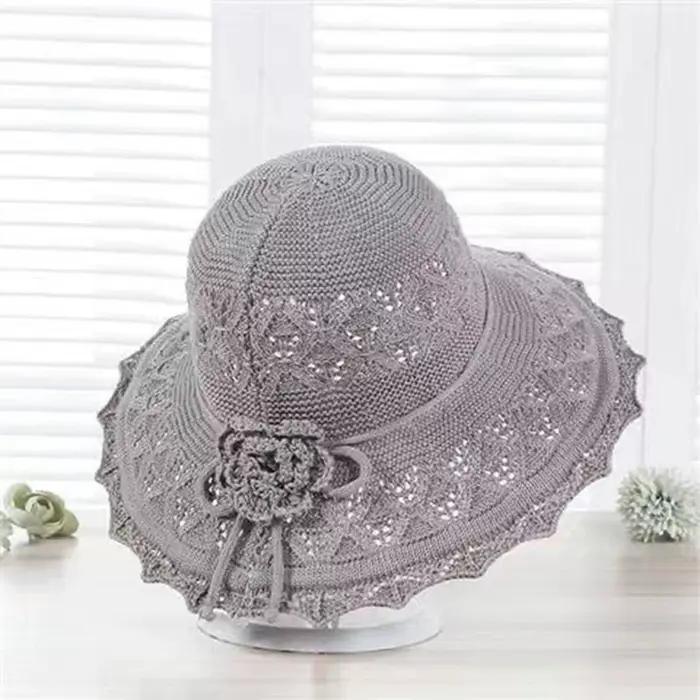 Chapeau de soleil respirant de style français avec large bord en crochet