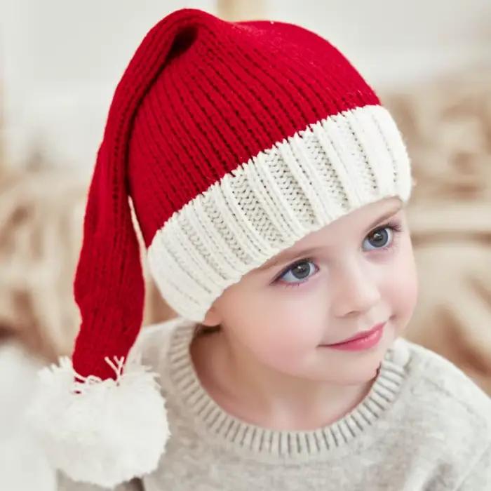 Chapeaux de Père Noël Chapeau en tricot assorti pour la famille Parent-enfant Pom Beanie