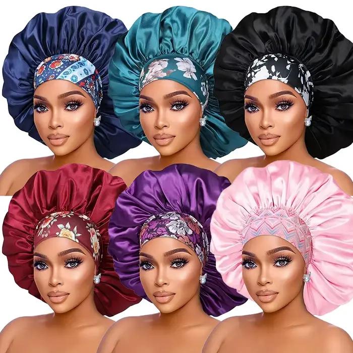 Bonnet élastique en satin bohème multicolore pour femmes protection des soins capillaires coiffure occasions spéciales ```