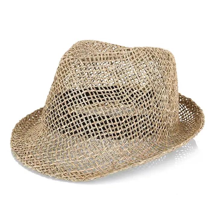 Chapeau de soleil en paille tissé à la main pour femmes