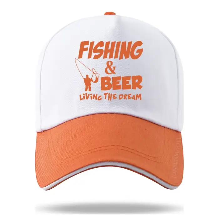 Casquette de baseball homme femme chapeau pêcheur bière poisson vivant rêve imprimé couleur assortie argent blanc bleu ciel bleu gris gris foncé jaune lavender or rose rouge vert army violet camouflage noir
