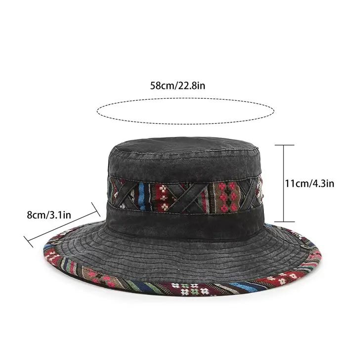 Chapeau de pêcheur en denim à bord effiloché vintage pour hommes