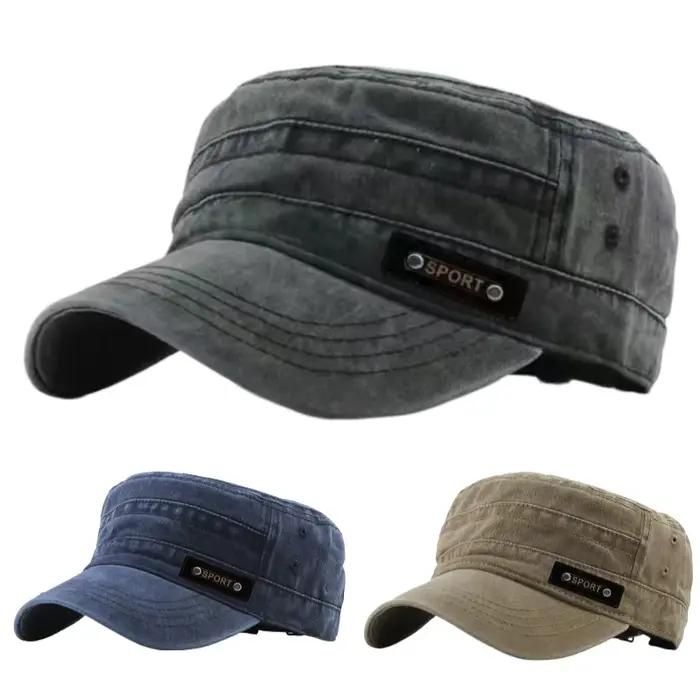 Casquette plate décontractée en coton délavé