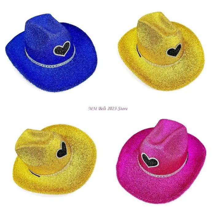 49ME chapeau populaire scintillant à larges bords pour femmes discothèque Festival musique Dressing