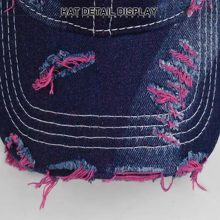 Chapeau de Baseball délavé en Denim rétro en détresse