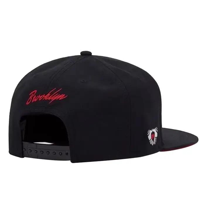 Casquette Snapback Hip Hop en Coton Noir Brooklyn pour Hommes