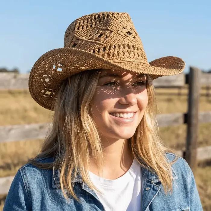 Chapeau de paille évidé vintage à large bord décoré de coquillages pour femmes, style sport, plage, voyage et occasions décontractées