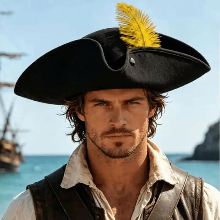 Chapeau de pirate décoré de plumes