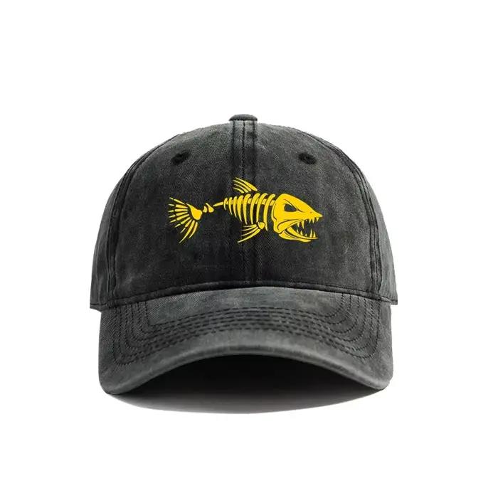 Casquette de Baseball en arête de poisson été en détresse papa chapeaux hommes pêche en plein air squelette os