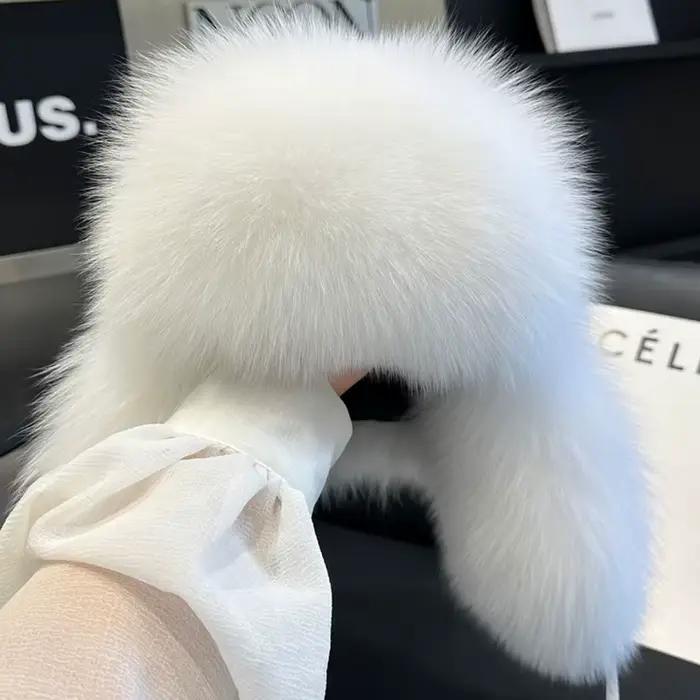2026 100% véritable fourrure de renard chapeaux femmes russe Ushanka aviateur trappeur neige ski chapeau casquettes