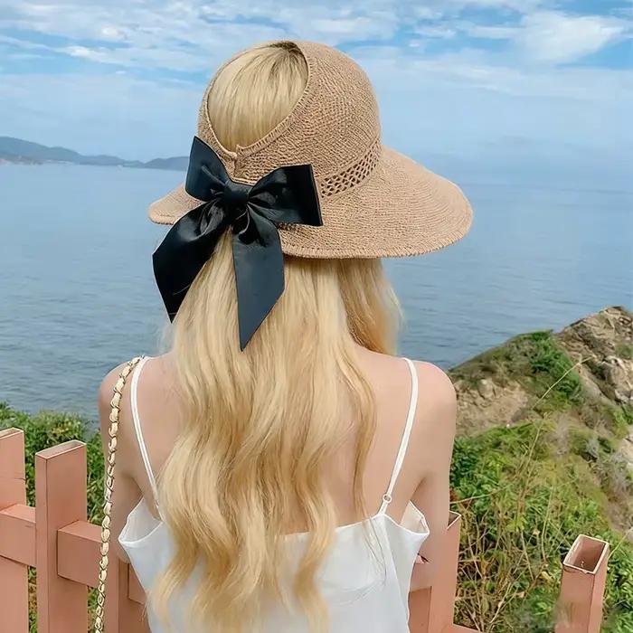 Chapeaux pare-soleil pour femmes à large bord en paille