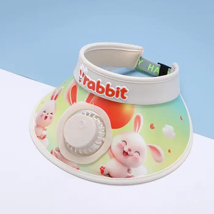 Chapeau de soleil à motifs d'animaux avec ventilateur électrique