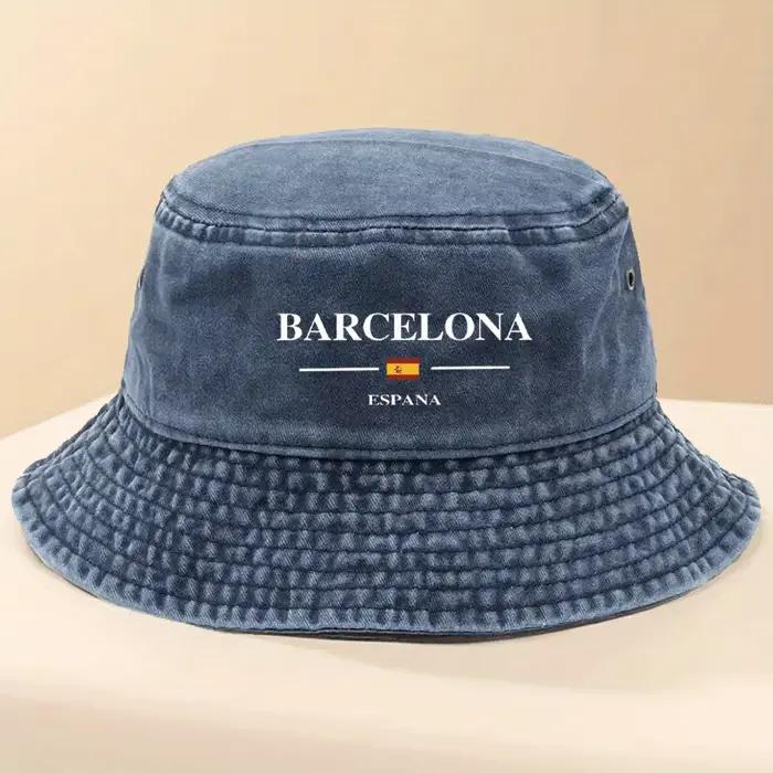 Chapeau de pêcheur réglable avec lettres et drapeau de Barcelone