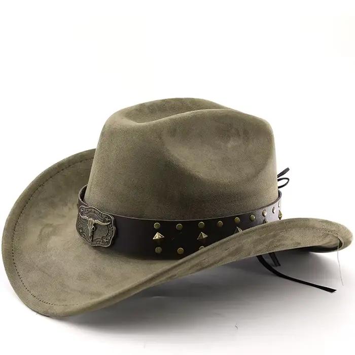 Chapeau de cowboy occidental en daim