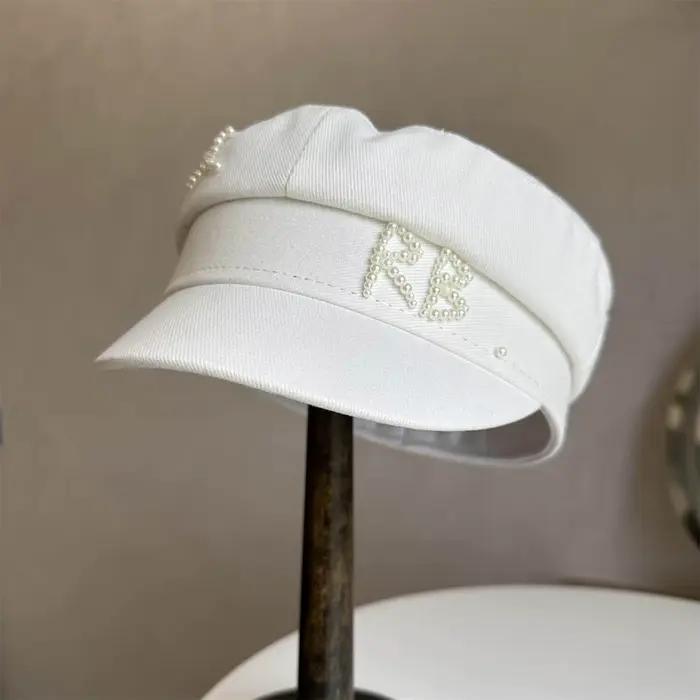 Casquette Baker Boy en coton/lin/cachemire avec monogramme