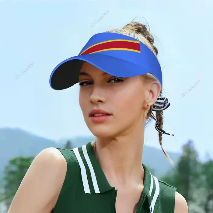 Casquette à visière supérieure vide avec drapeau de la république démocratique du Congo pour femmes et hommes