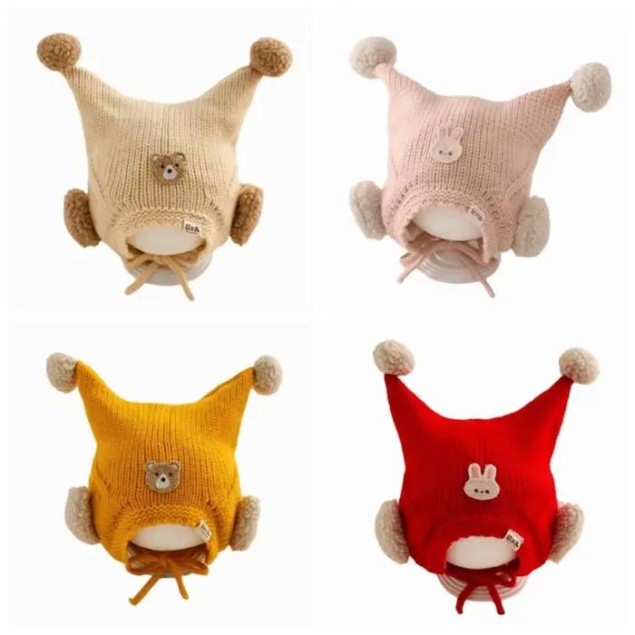 Chapeau de pêcheur tricoté pour bébés en polyester confortable avec protection auditive pour les saisons froides et chaudes couleurs blanc vert armée noir et vert pour garçons filles