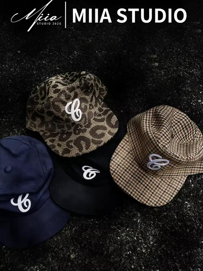 Casquette de Baseball à carreaux imprimé léopard rétro coréen pour femmes