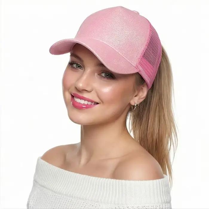 Casquette de baseball pour femme avec ouverture arrière et visière
