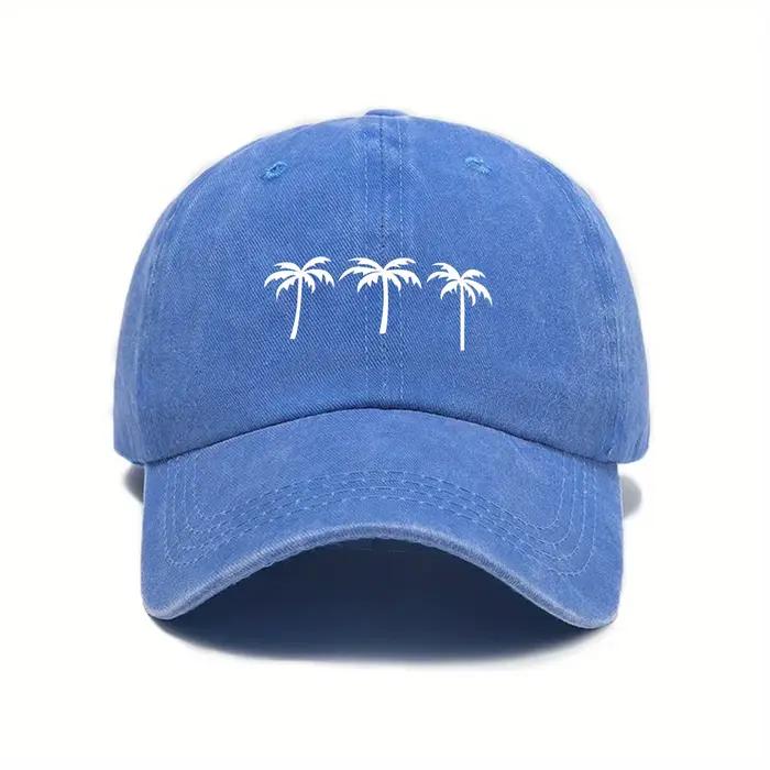 Casquette de baseball imprimée cocotier unisexe avec motifs en polyester pour hommes et femmes décontractées ocassions diverses