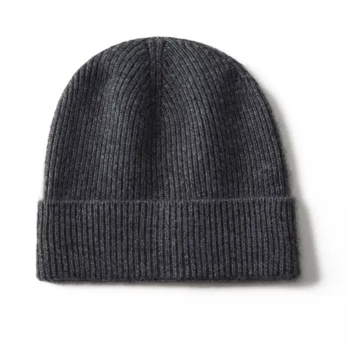 MERRILAMB chapeau en cachemire naturel pour hommes hiver doux chaud en plein air décontracté tricoté bonnet