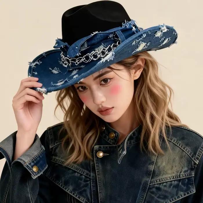 Chapeau de cowboy western vintage pour femmes et hommes