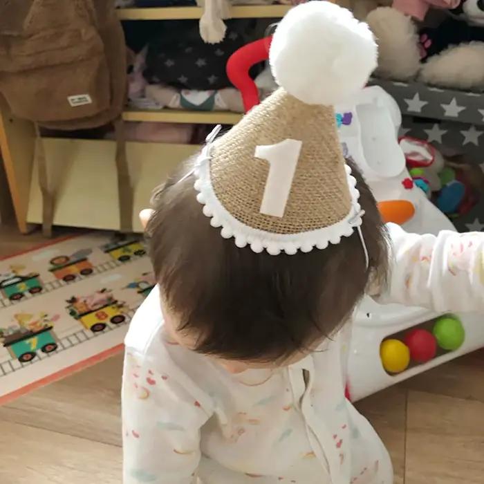Chapeau en Toile de Jute pour Premier Anniversaire de Bébé Garçon et Fille