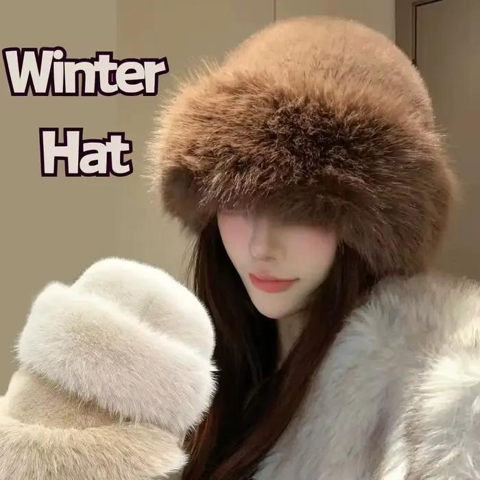 Chapeau en fourrure moelleux pour femme