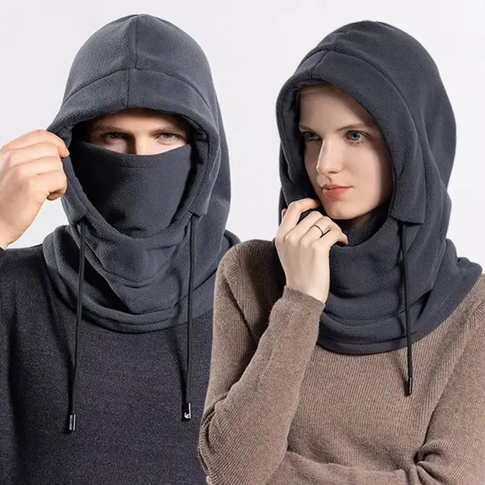 Mode hiver casquette chaude pour hommes femmes polaire cagoule chapeau couvre-tête cou