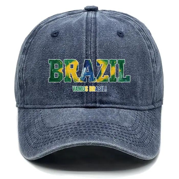Casquette de baseball réglable avec drapeau du Brésil imprimé