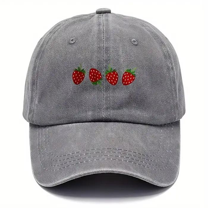 Casquette de baseball imprimée fraise avec parasol réglable