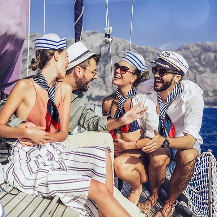 1/5 ensembles de chapeau de marin de Yacht et écharpe rayée