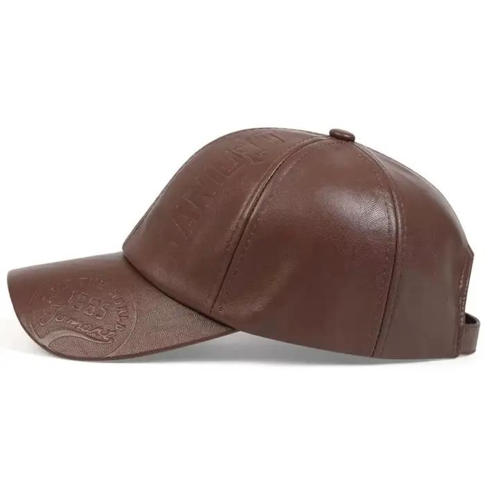 Casquette de baseball réglable en cuir PU pour homme