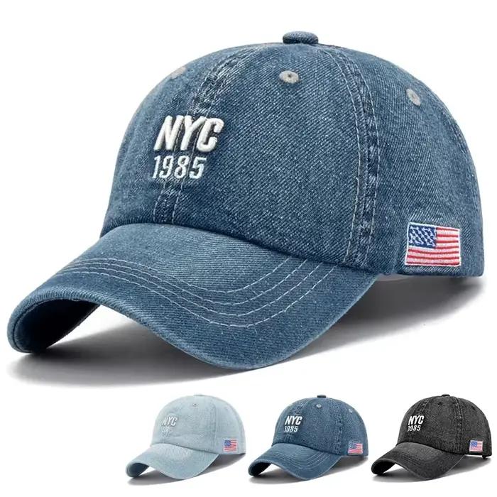 Casquettes de baseball snapback en jean brodé Fashion NYC 1985