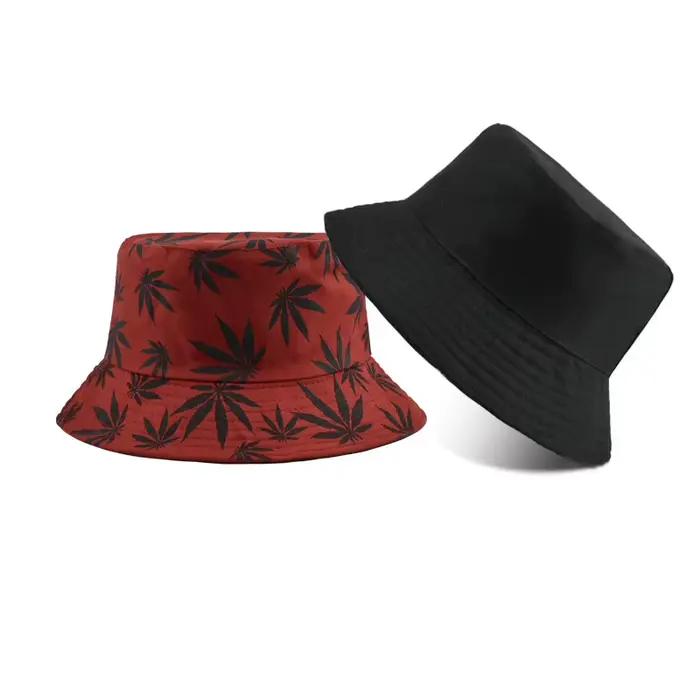 Chapeau de pêcheur en feuille d'érable imprimé à la mode de style rétro