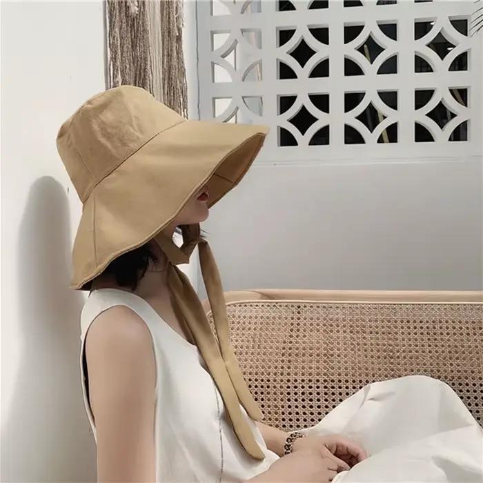 Chapeau seau en coton et lin pour femmes