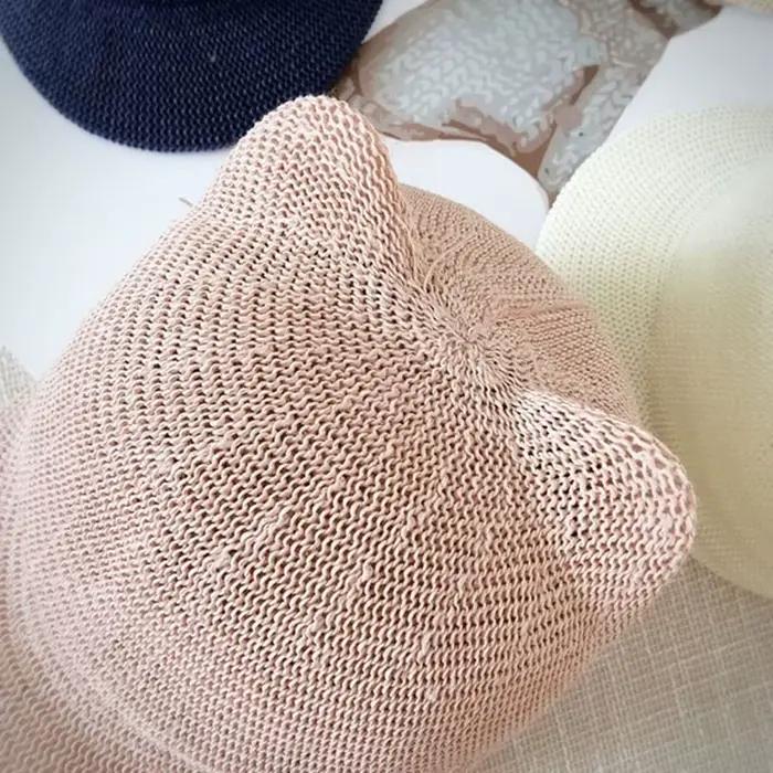 Chapeau de paille avec oreilles de chat pour enfants