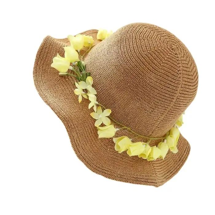 Chapeau soleil réglable 39BB avec broderie fleurs