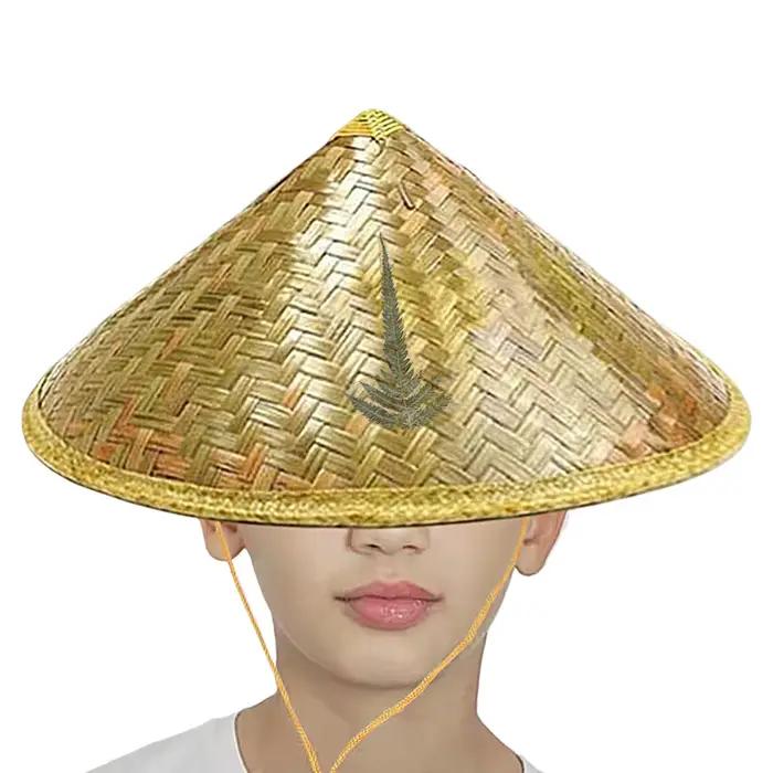 Chapeau de pêcheur rétro chinois en bambou et rotin