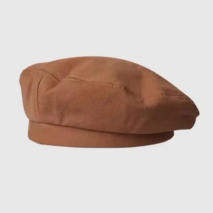 Béret Octogonal en Coton pour Femme Style Rétro Français à Carreaux Chapeau Militaire Chapeau de Peintre pour l'Automne et le Street Style Occasionnels