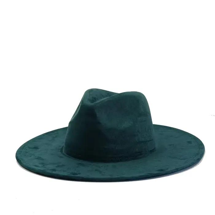 Chapeau en daim sarcelle à large bord 34 couleurs