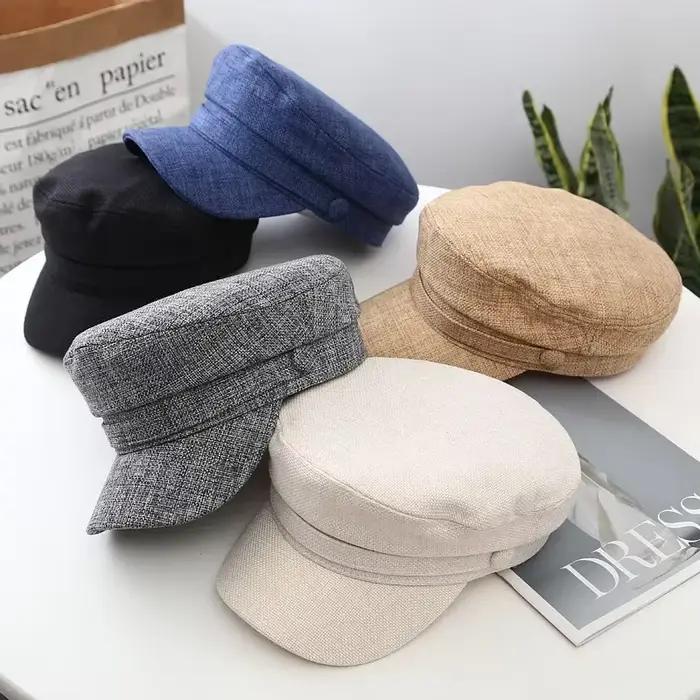 Chapeau militaire à visière solide pour femmes béret respirant casquette plate style rétro anglais printemps automne polyvalent multifonction tricoté