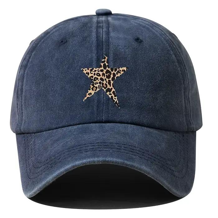 Casquette de baseball imitation rétro avec motif étoile imprimé léopard pour les loisirs