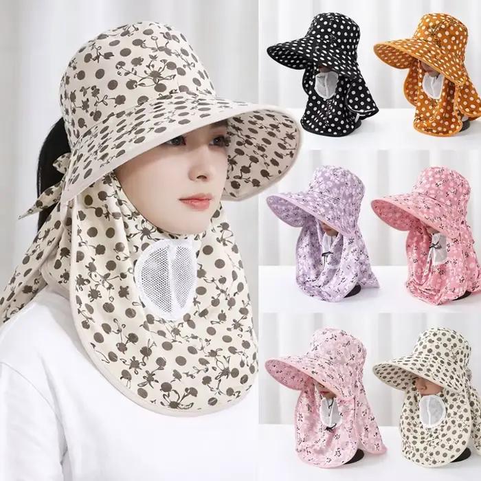 Chapeau de soleil à large bord avec masque facial intégré