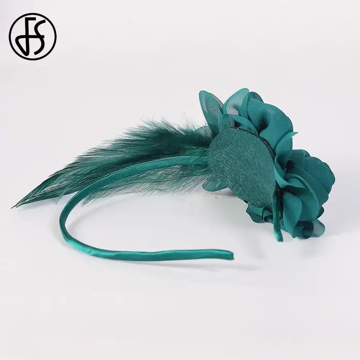 Élégant rose plume fleur casque fascinateurs bandeau pour femmes mariée mariage cheveux accessoire petit haut-de-forme 2025