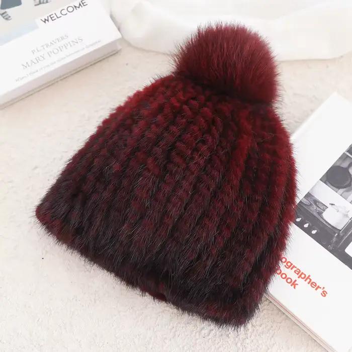 Chapeau de fourrure de vison et renard pour femme hiver chaleureux et élégant style sportif occasions décontractées