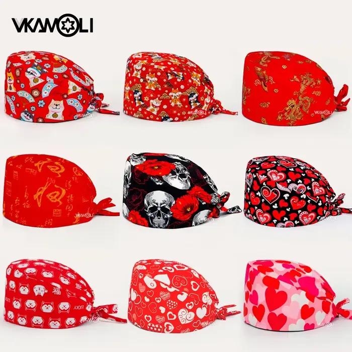 Prix de gros unisexe 100% coton Salon de beauté laboratoire travail chapeau gommage casquette animalerie