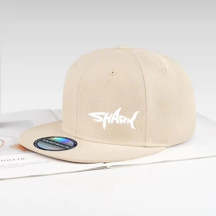 Casquette à visière plate imprimé lettre requin polyester taille réglable style streetwear hip hop sport et loisirs